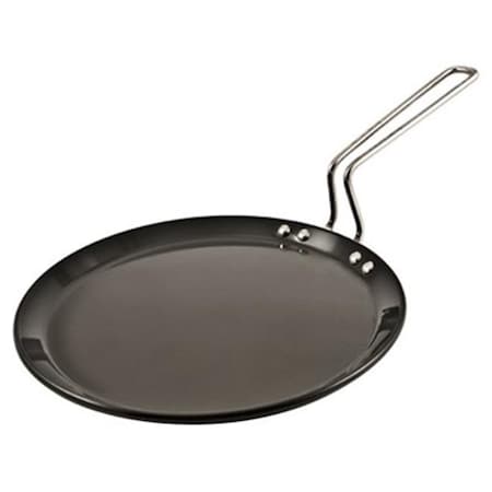 Bakebetter Futura Non-Stick Flat Tava Griddle 12 in. For Dosa; 4.88mm with Steel Handle BA4574